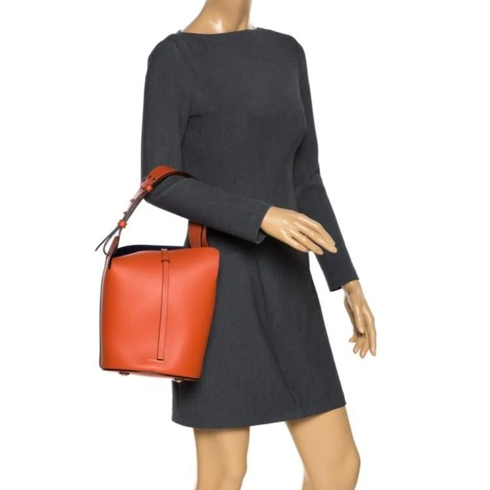 NWT Authentic Burberry Handbag Supple Calfskin Bucket Clementine - Picture 2 of 16